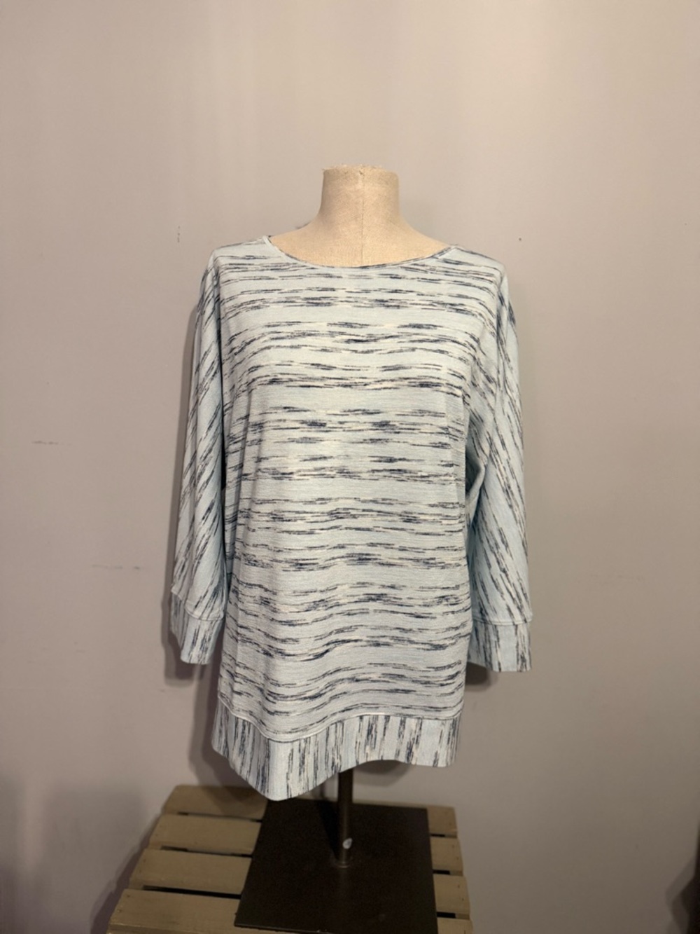 Weekends by Chico’s- Size 3 - Women's Blue Striped Top